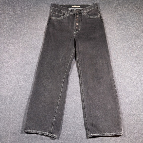 Levi's Denim - Levi's Ribcage Straight Ankle Jeans Women's 28 Black High Rise Button Fly Denim